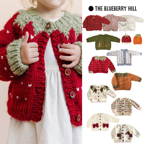 9折Little现货The Blueberry Hill FW26儿童动物爆米花针织衫帽子