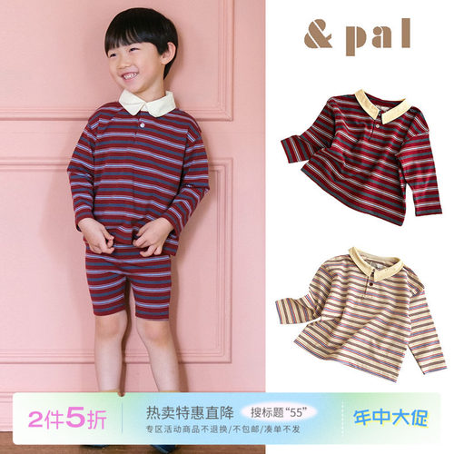 55 Little家现货 日本And Pal SS26 春夏儿童polo衫长袖T恤衬衫