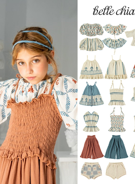 5件3折 Little家西班牙 belle chiara SS23儿童吊带T恤半裙阔腿裤