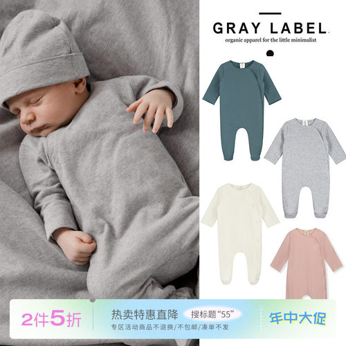 55现货Little荷兰gray label FW25秋冬新生儿宝宝长袖包脚连体衣