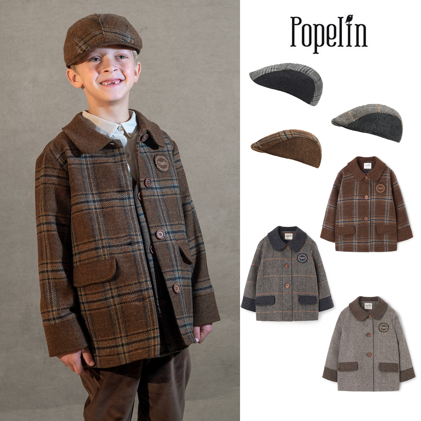 Little现货 西班牙popelin FW26秋冬男童西装毛呢大衣前进帽羊毛
