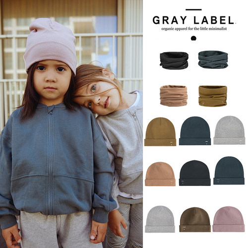 85Z Little现货 荷兰gray label FW25秋冬儿童有机棉帽子保暖围巾