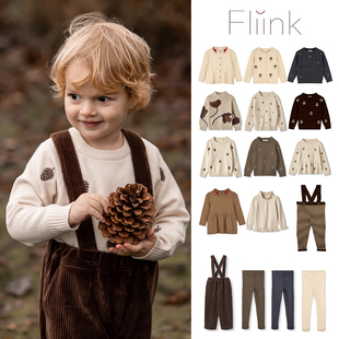 裤 FW23儿童宝宝针织印花毛衣开衫 Little家现货丹麦Fliink