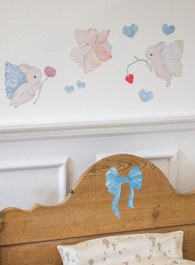 75Z Little家 丹麦thatsmine 儿童房布置可爱兔子松鼠背景墙贴