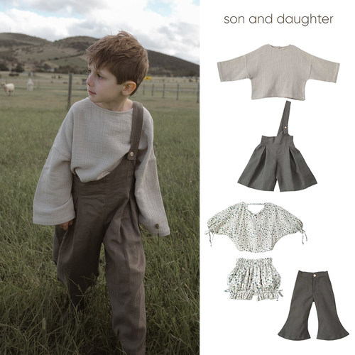 Little现货 印尼son and daughter FW26秋冬儿童上衣背带裤花苞裤