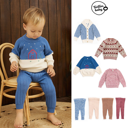 3件5折 little tuntun FW24秋冬儿童中性pima棉毛衣针织衫打底裤