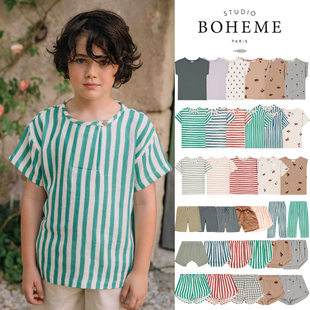 Little现货法国boheme 长裤 SS25男女童中性款 T恤短裤 短袖