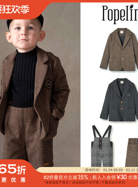 65Z现货Little西班牙popelin FW25秋冬男宝西装外套长裤背带裤