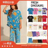 Little现货freshdinosaurs ss25春夏儿童短袖 T恤背心短裤 长裤