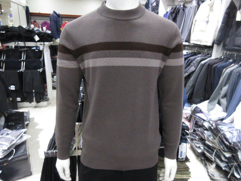 2023培罗蒙冬装新款 男圆领休闲条纹纯羊毛衫 专柜正品83757