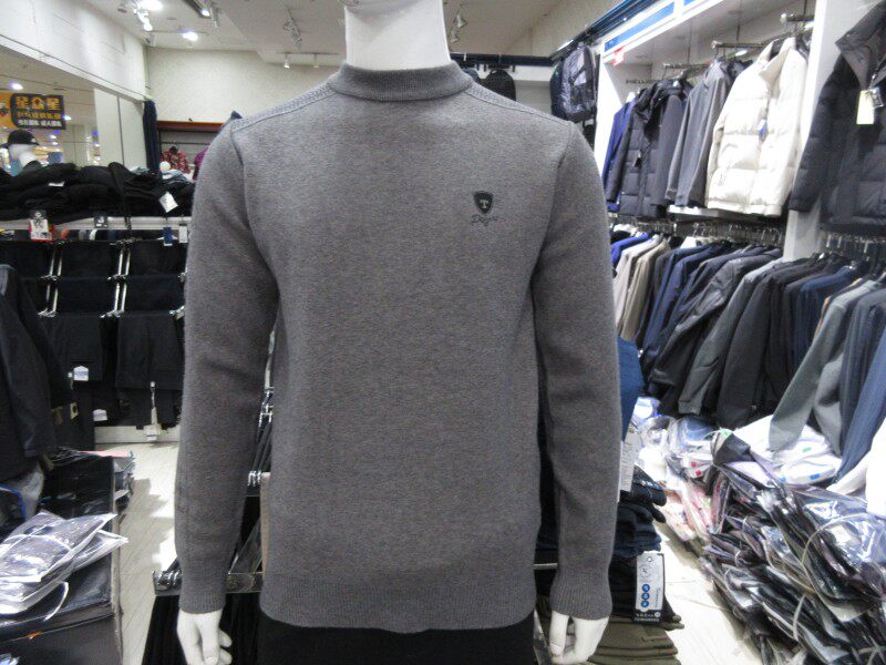 2023培罗蒙冬装新款 男纯灰色圆领休闲厚羊毛衫 专柜正品83750