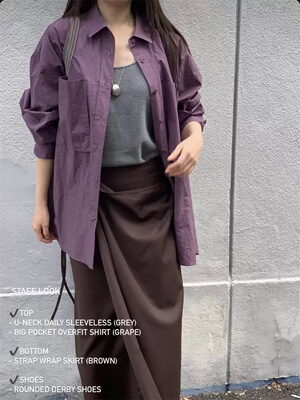 在制PREON工厂自制秋季新款气质紫色休闲宽松薄款衬衫外套ethos