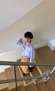 PREON工厂自制早春新款经典清爽浅蓝色通勤百搭宽松衬衫monoha风