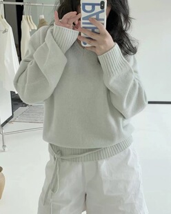 v领系带设计羊毛毛衣le17同款 现货PREON工厂自制秋冬新款 藤姐同款