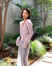 现货PREON工厂自制秋季新款moondal同款温柔绑带针织开衫连衣裙