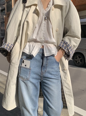 现货PREON工厂自制早春新款内翻格纹百搭通勤休闲风衣modestmood