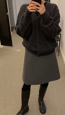 一周PREON工厂自制秋冬新款高级感通勤百搭双面呢高腰半裙NW同款