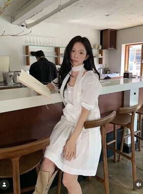 现货PREON自制夏季设计感温柔简约白色连衣裙farven