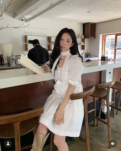 现货PREON自制夏季设计感温柔简约白色连衣裙farven
