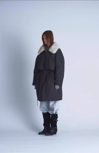 现货PREON工厂自制冬季厚实保暖毛领抽绳鸭绒羽绒服verso同款外套