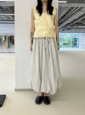 PREON工厂自制春夏新款设计感蓬蓬花苞版型抽带半身裙ethos同款