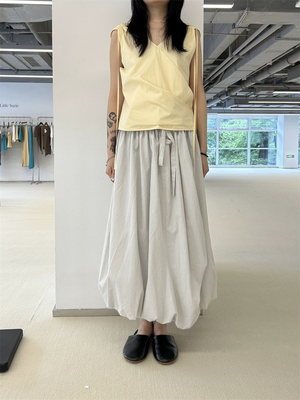 PREON工厂自制春夏新款设计感蓬蓬花苞版型抽带半身裙ethos同款