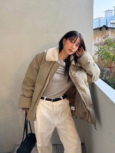 现货PREON工厂自制秋冬新款百搭休闲毛领面包服鸭绒羽绒服monoha