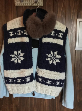 陆续PREON工厂自制秋冬氛围感雪花提花100羊毛针织马甲sienne同款