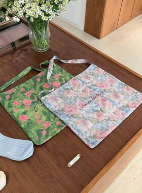 现货PREON自制彩色印花时髦单肩布包sienne