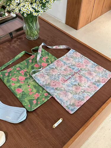 现货PREON自制彩色印花时髦单肩布包sienne