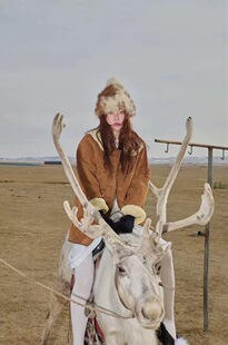 一周PREON工厂自制冬季新款复古仿麂皮毛一体翻领外套freckle同款