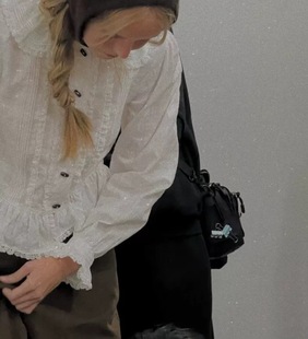 via同款 现货PREON工厂自制新款 精美蕾丝花边娃娃领衬衫