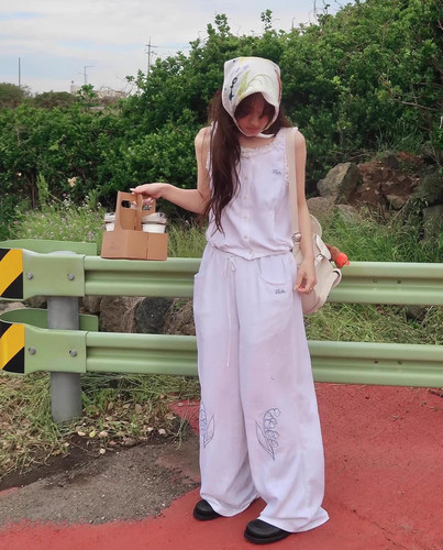 现货PREON工厂自制夏季新款松弛乡村风花边刺绣上衣休闲裤fletta