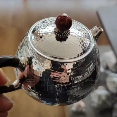 纯银999泡茶壶纯银壶竹茶壶