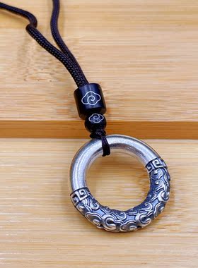 吊坠S999足银平安扣古法银