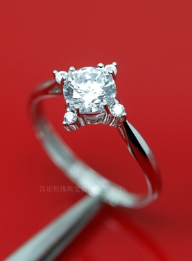 圆形纯银莫桑石戒指空托