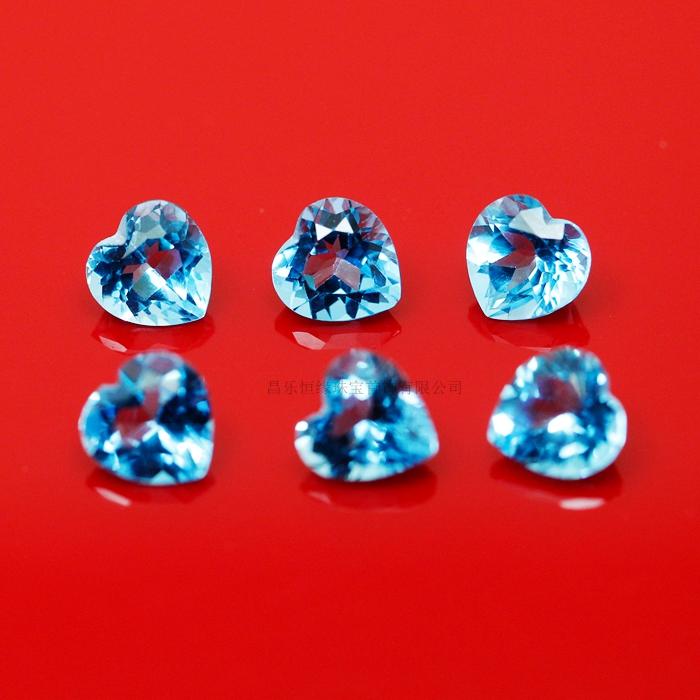 心形4*4mm-8*8mm托帕石裸石 蓝黄玉裸石 代镶嵌戒指 吊坠耳钉手链