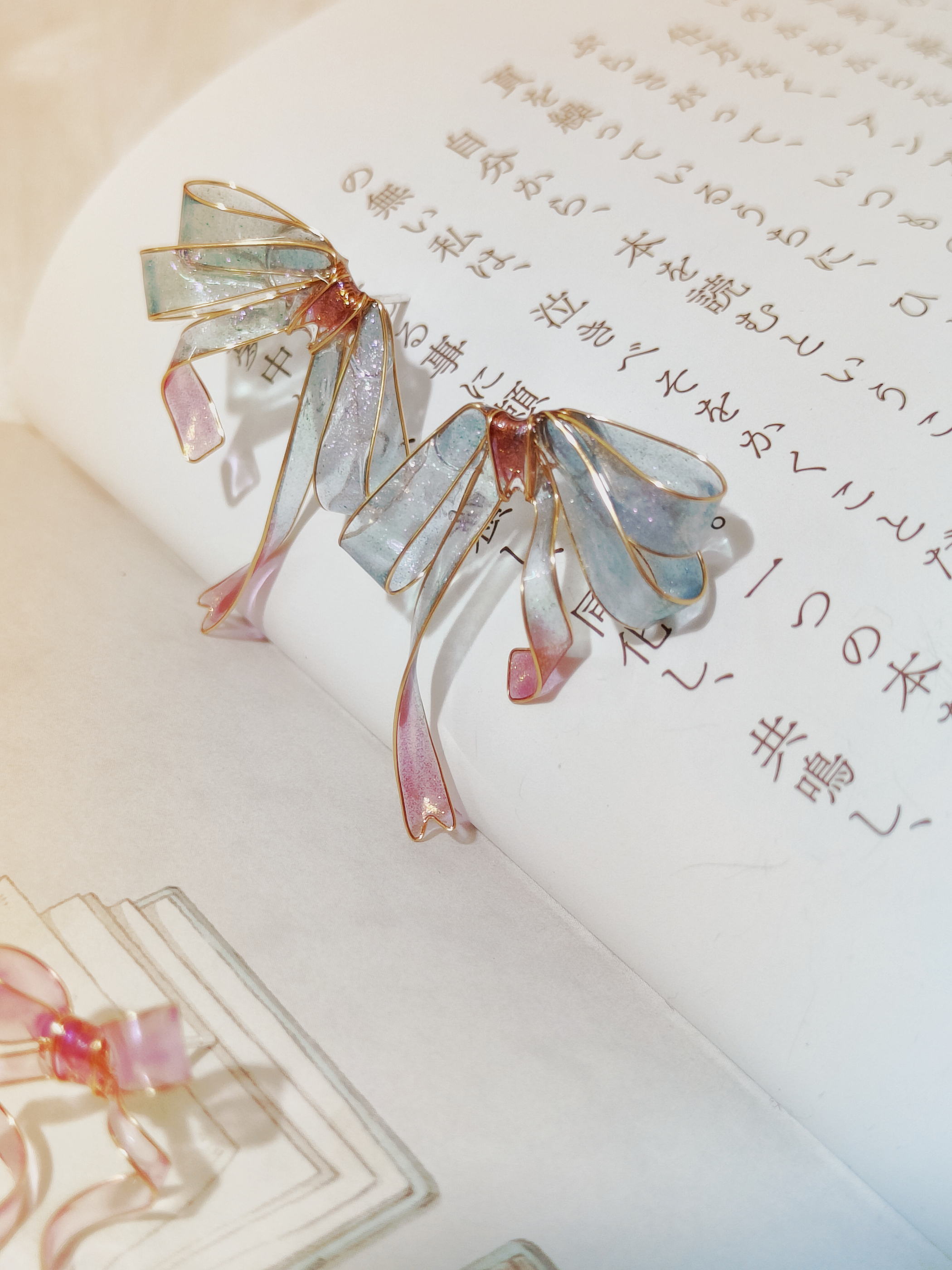 葵子手作梦姬蝴蝶结缎带耳钉