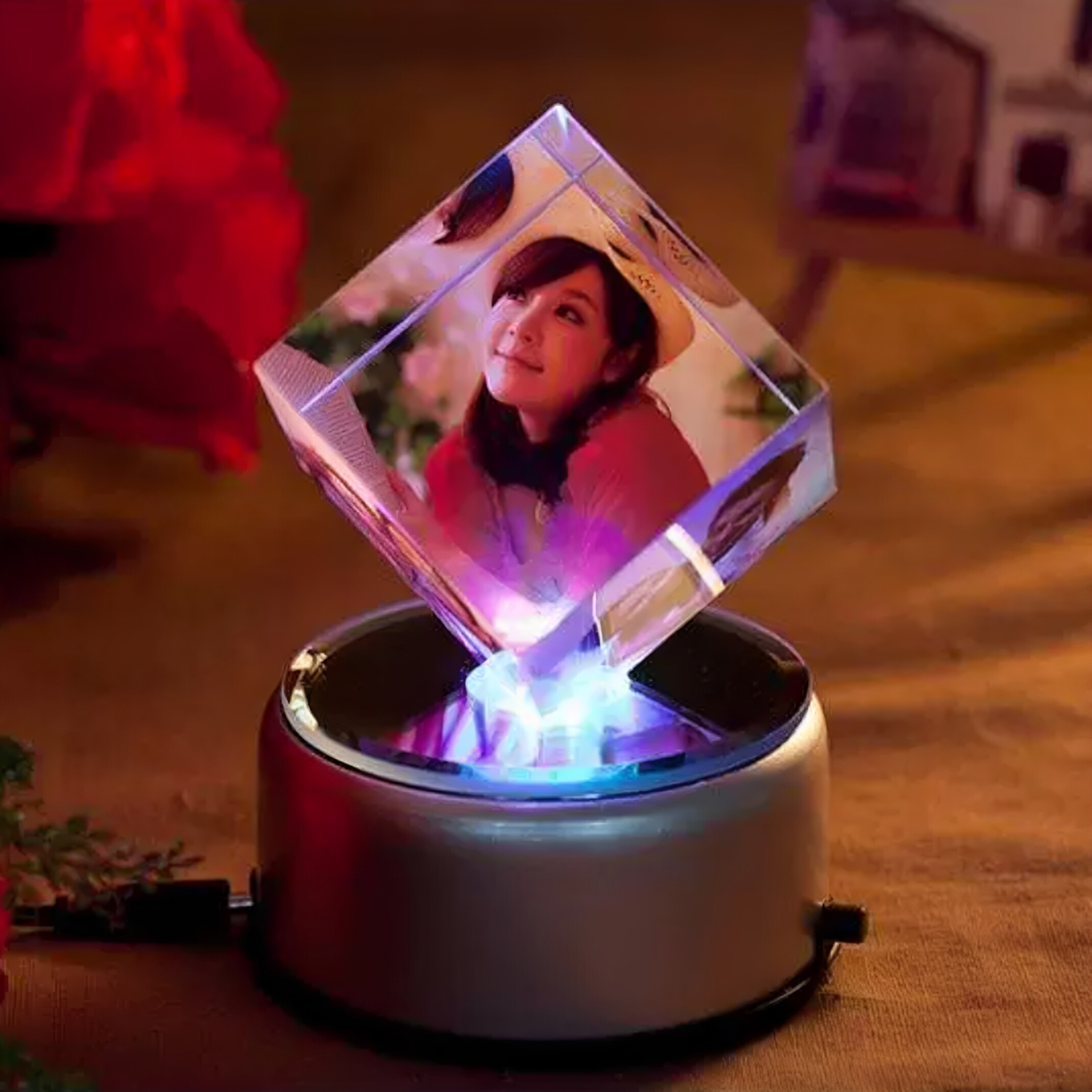 水晶魔方照片定制，音乐盒