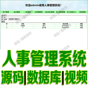 SSM人事信息管理系统javaweb部门岗位员工人员信息jsp源代码mysql