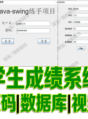 javaswing学生成绩管理系统GUI窗体学生信息增删改查jsp源码mysql
