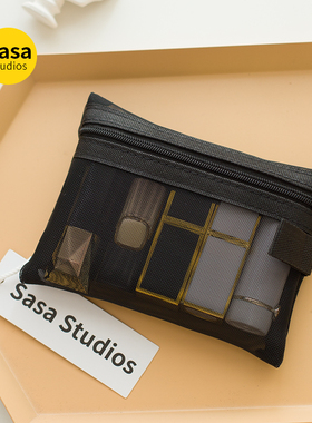 新款化妆包小号口红气垫包便携随身迷你补妆包袋网纱简约少女心