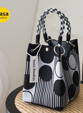 新款小红书同款经典复古手提小方包针织手拎包大容量手提袋通勤包