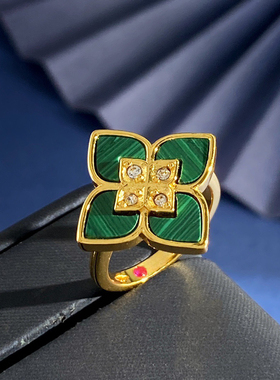 四叶草戒指2025年新款镶钻戒指