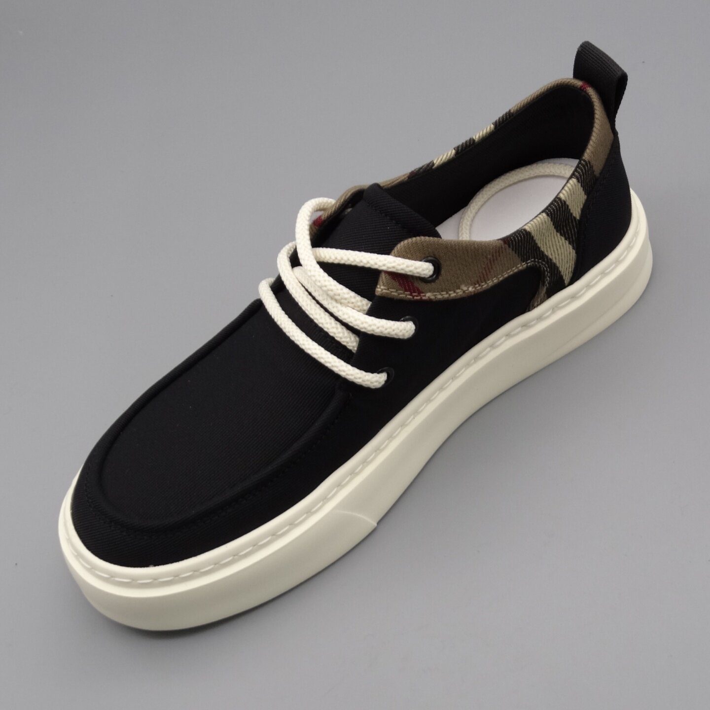 欧洲站新款休闲风男士帆布鞋透气厚底圆头系带拼色软底鞋潮流百搭