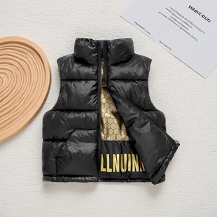 秋冬季黑金石墨烯儿童羽绒棉马甲秋冬男女童加厚保暖立领马甲棉服