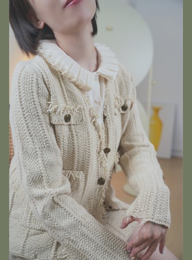 千金美学～奶油杏荷叶边拉夫领