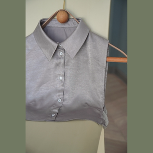 静奢风~高级时髦通勤银灰色内搭假领子女显瘦秋冬高审美单品