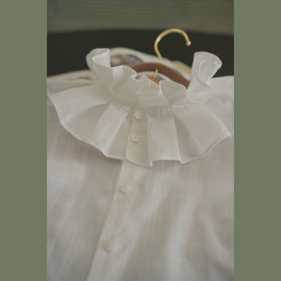 无袖纯棉衬衫高智拉夫领暗格纹