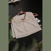 浪漫诗意～米杏色雪纺V领重工绣花双层假领子假袖 子可配套